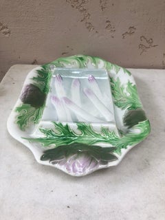 Majolica Asparagus Platter Keller and Guerin Saint Clement, circa 1900