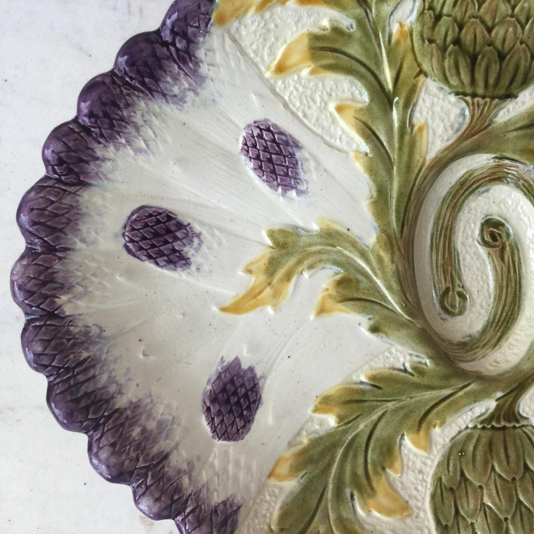 French Majolica Asparagus Platter Orchies, circa 1880 For Sale