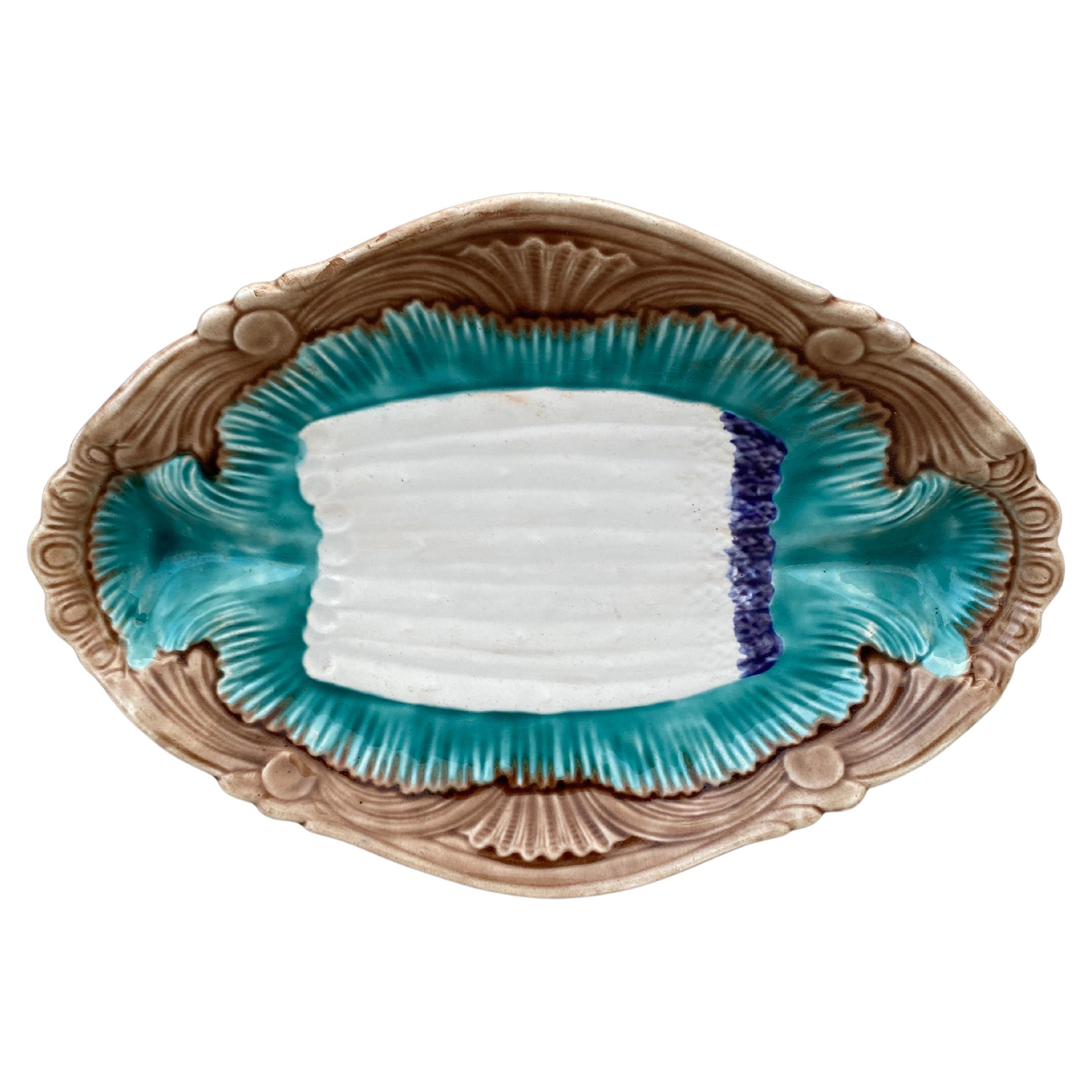 Majolica Asparagus Platter Orchies Circa 1900 For Sale