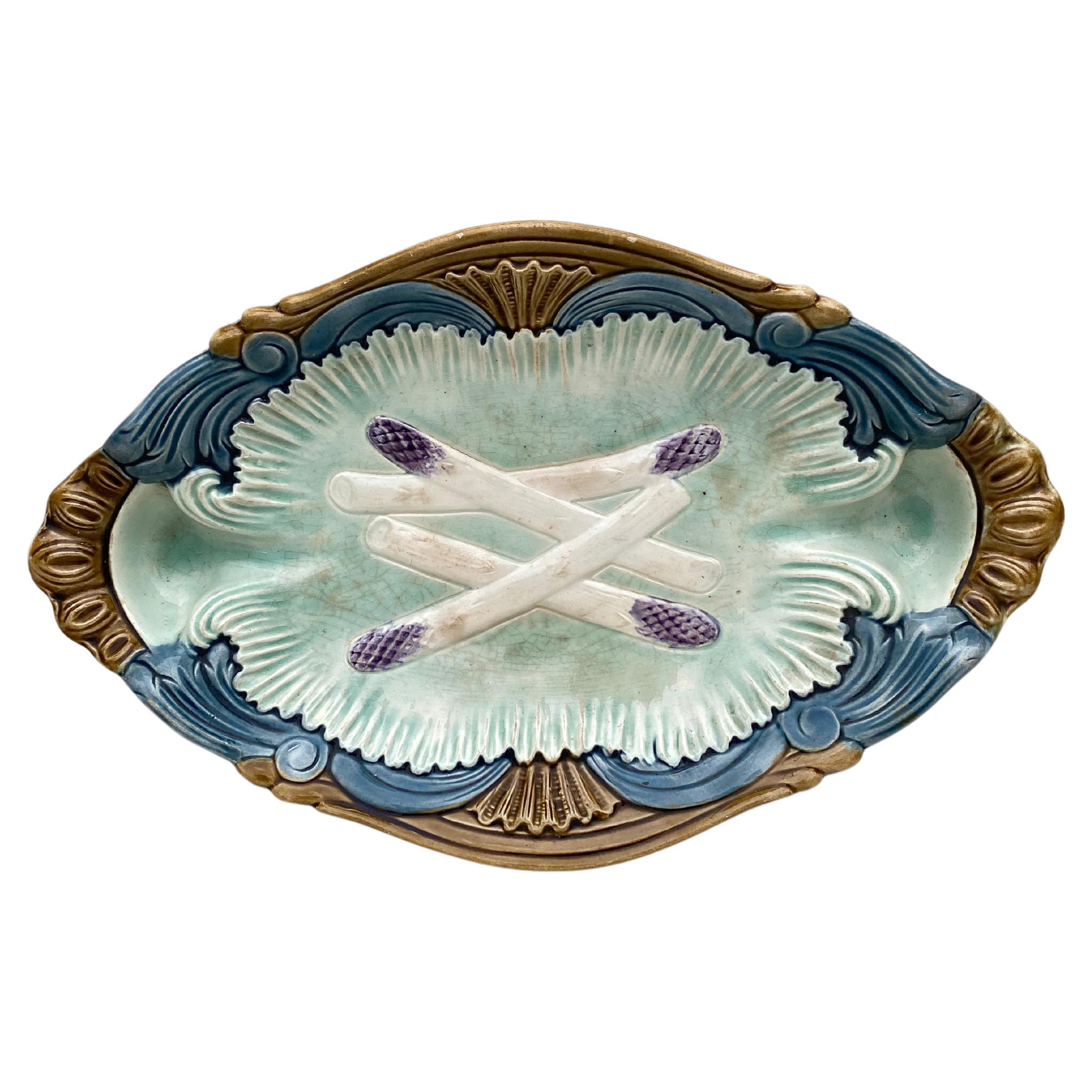 Majolica Asparagus Platter Orchies Circa 1900