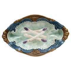 Antique Majolica Asparagus Platter Orchies Circa 1900