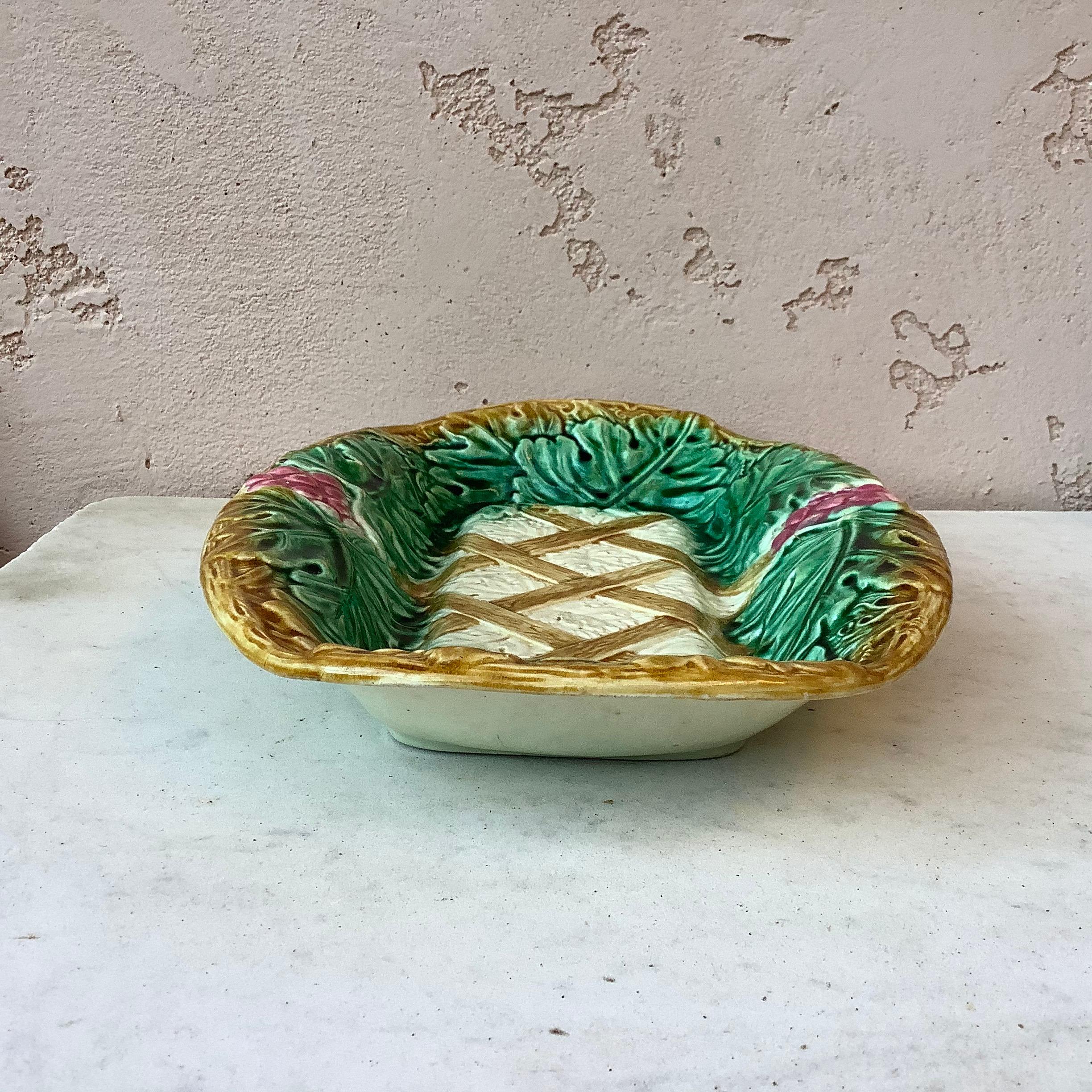 Late 19th Century Majolica Asparagus Platter Salins, circa 1880 For Sale