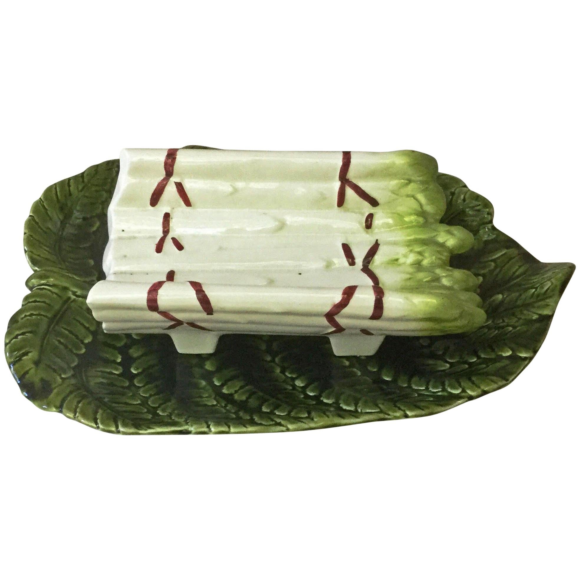 Majolica Asparagus Server Sarreguemines, circa 1890