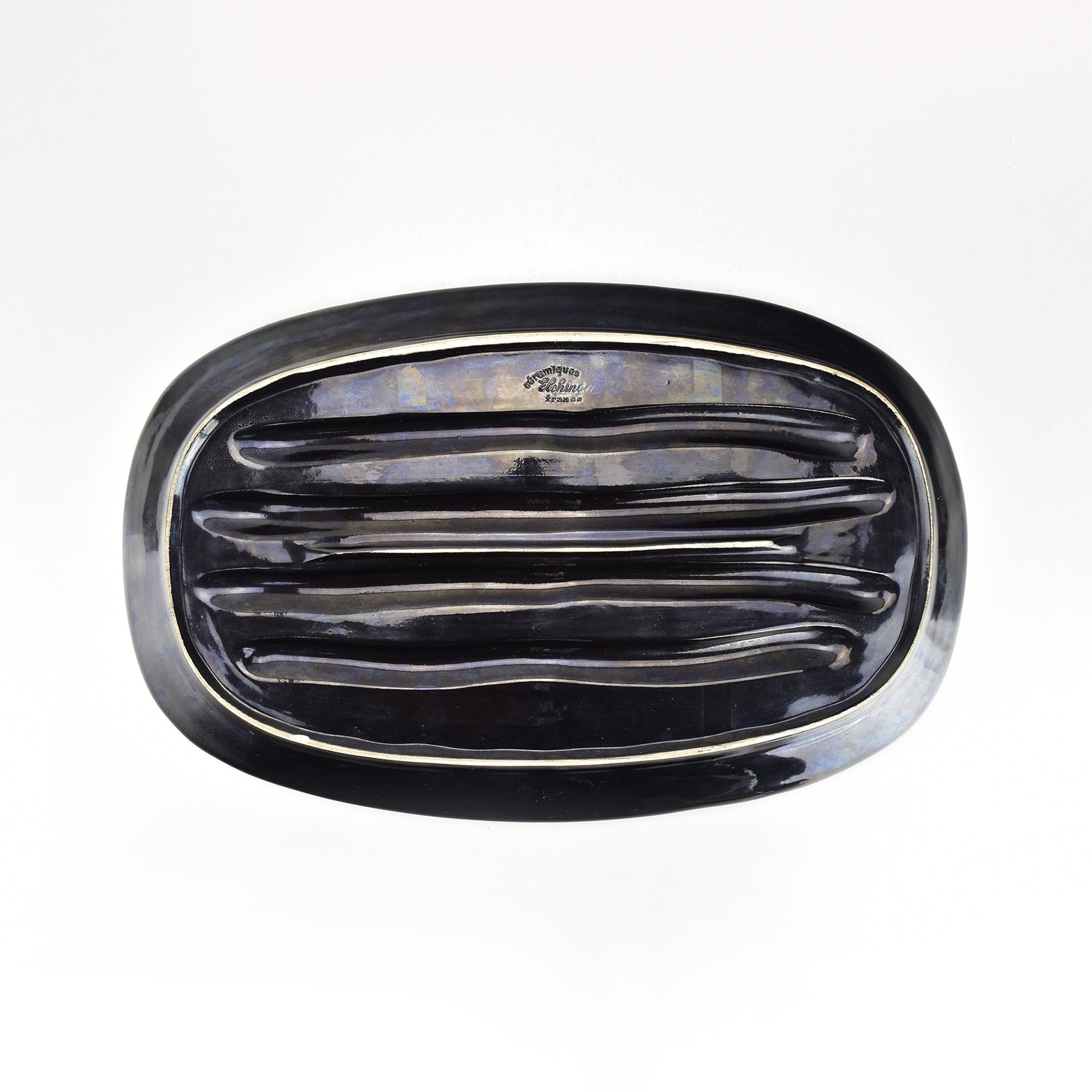 Mid-Century Modern Service à Asperges en Majolique par Elchinger, France, 7 Pieces en vente