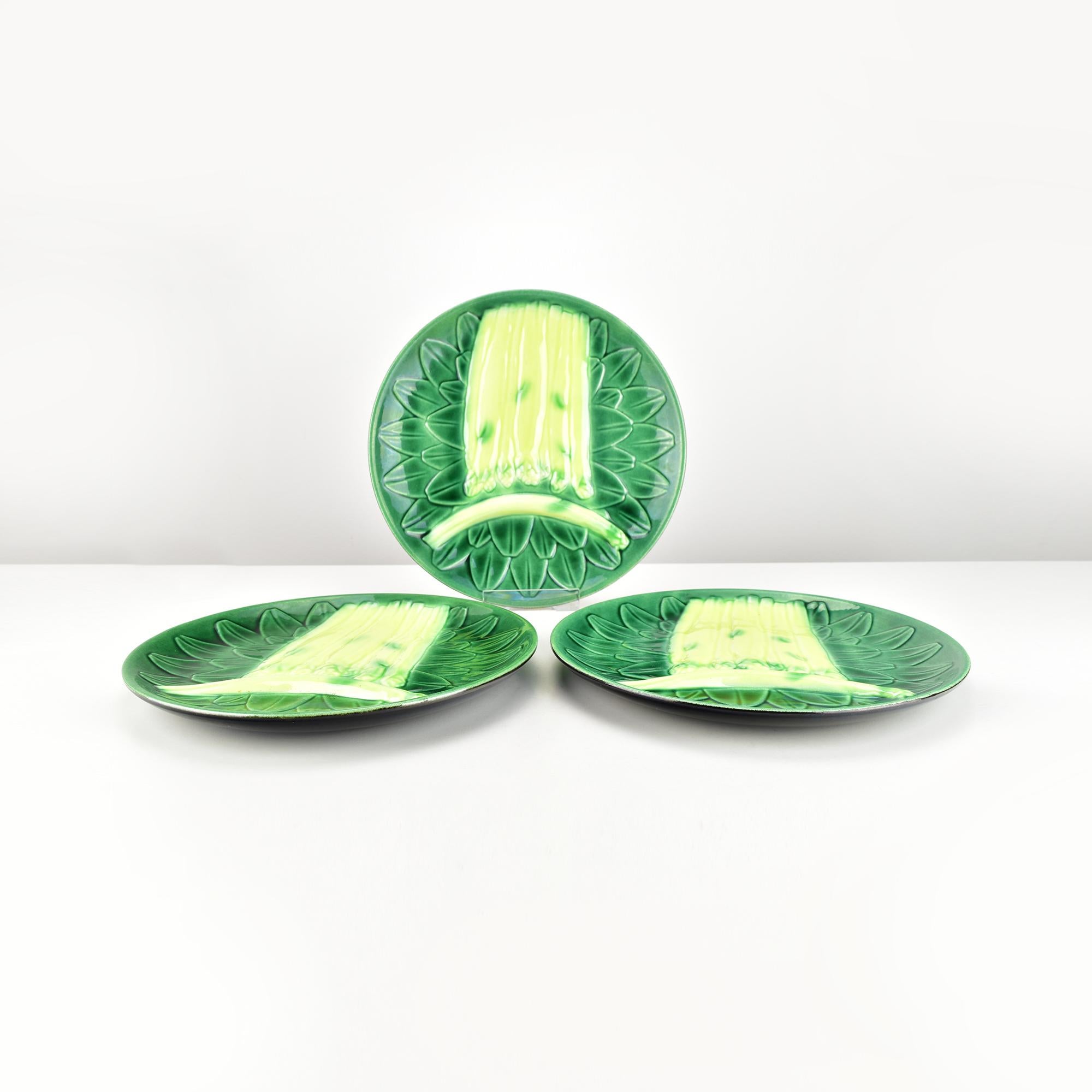 Milieu du XXe siècle Service à Asperges en Majolique par Elchinger, France, 7 Pieces en vente