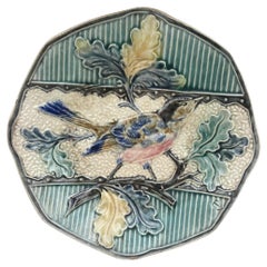 Majolica Bird with Oak Leaves Plate, circa 1880