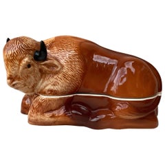 Majolica Bison Tureen Caugant, circa 1950