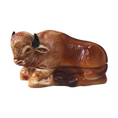 Majolica Bison Tureen Caugant, circa 1950
