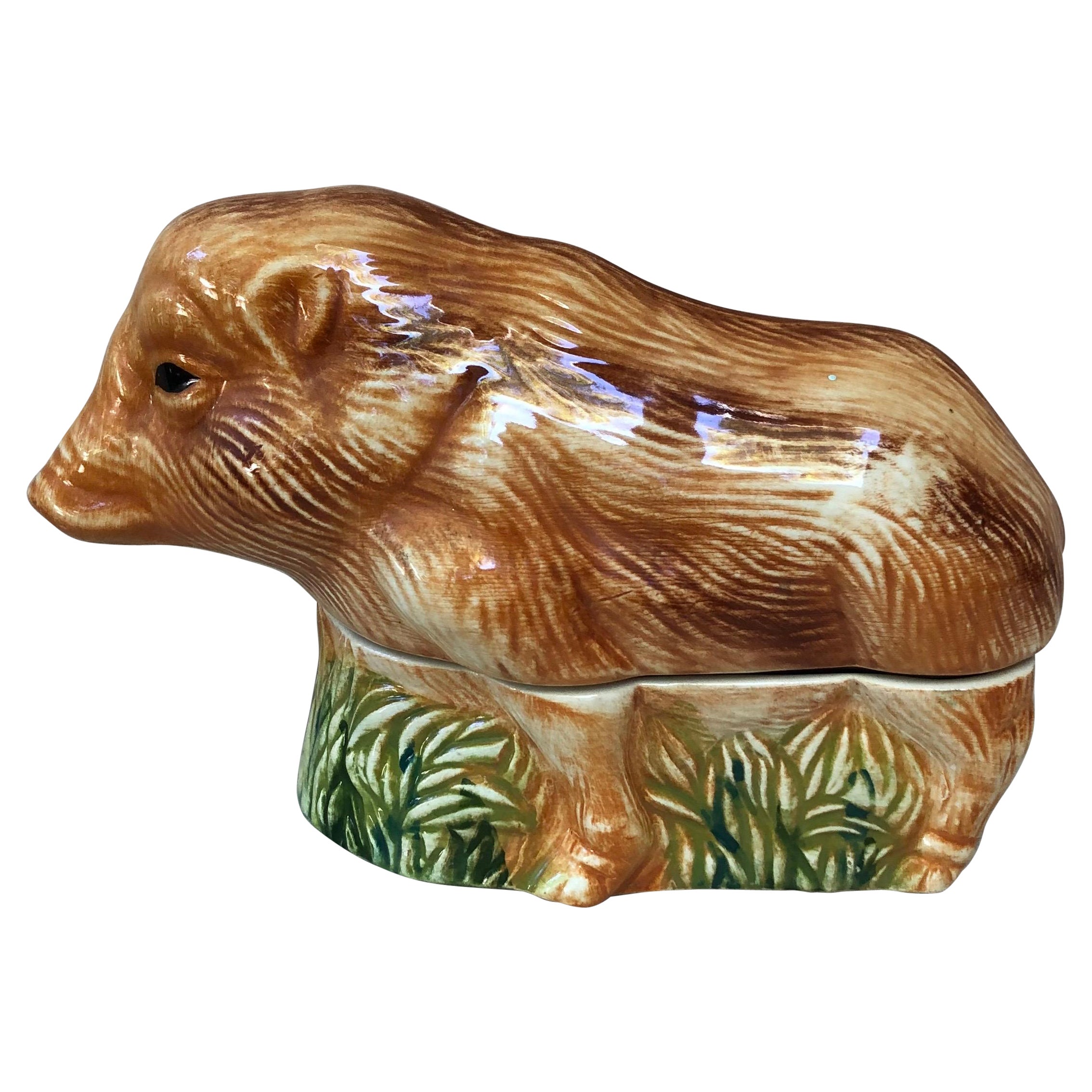 Majolica Boar Tureen Caugant