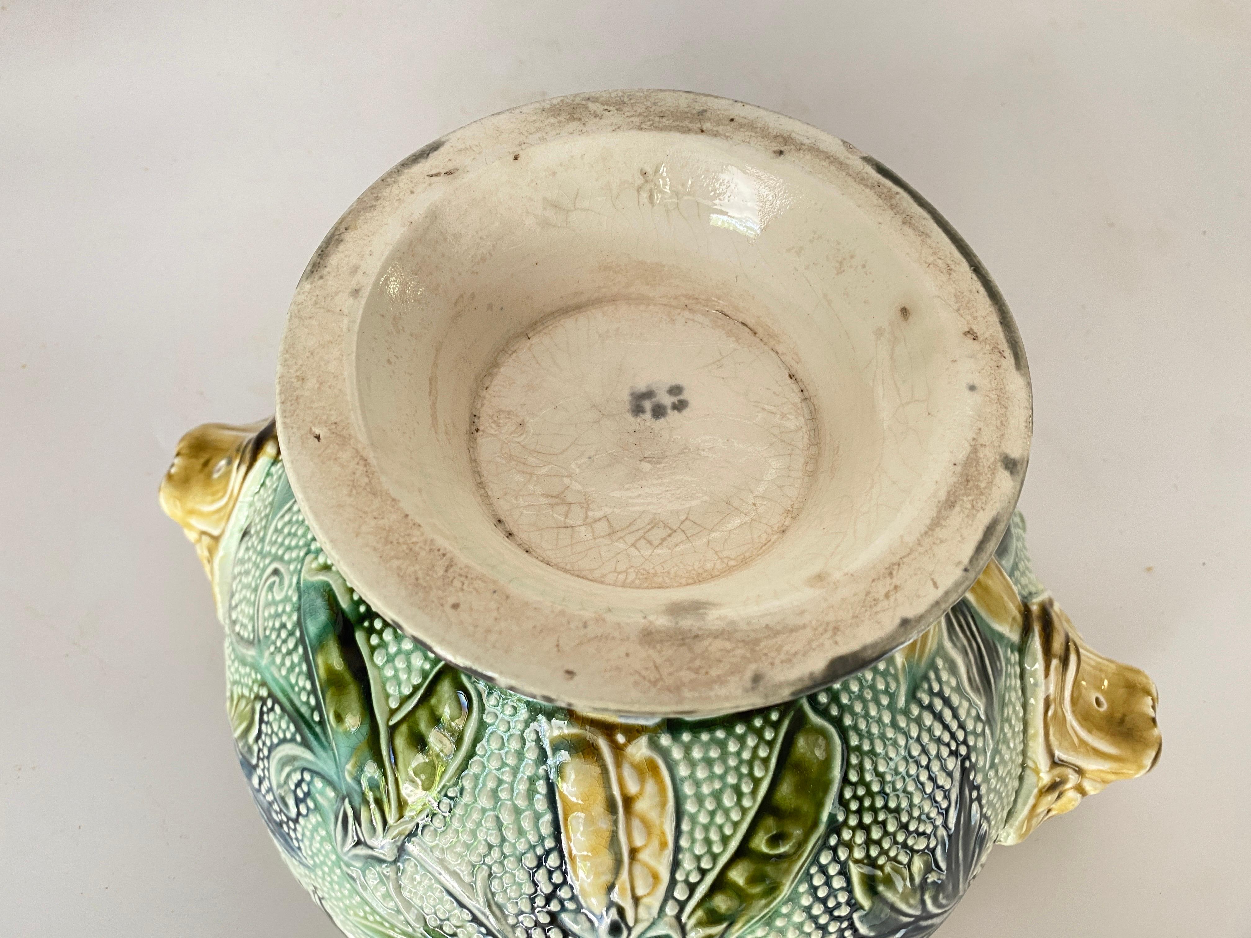 Early 20th Century Majolica Bowl or Vide Poche blue green white colors circa 1900 Belgium For Sale
