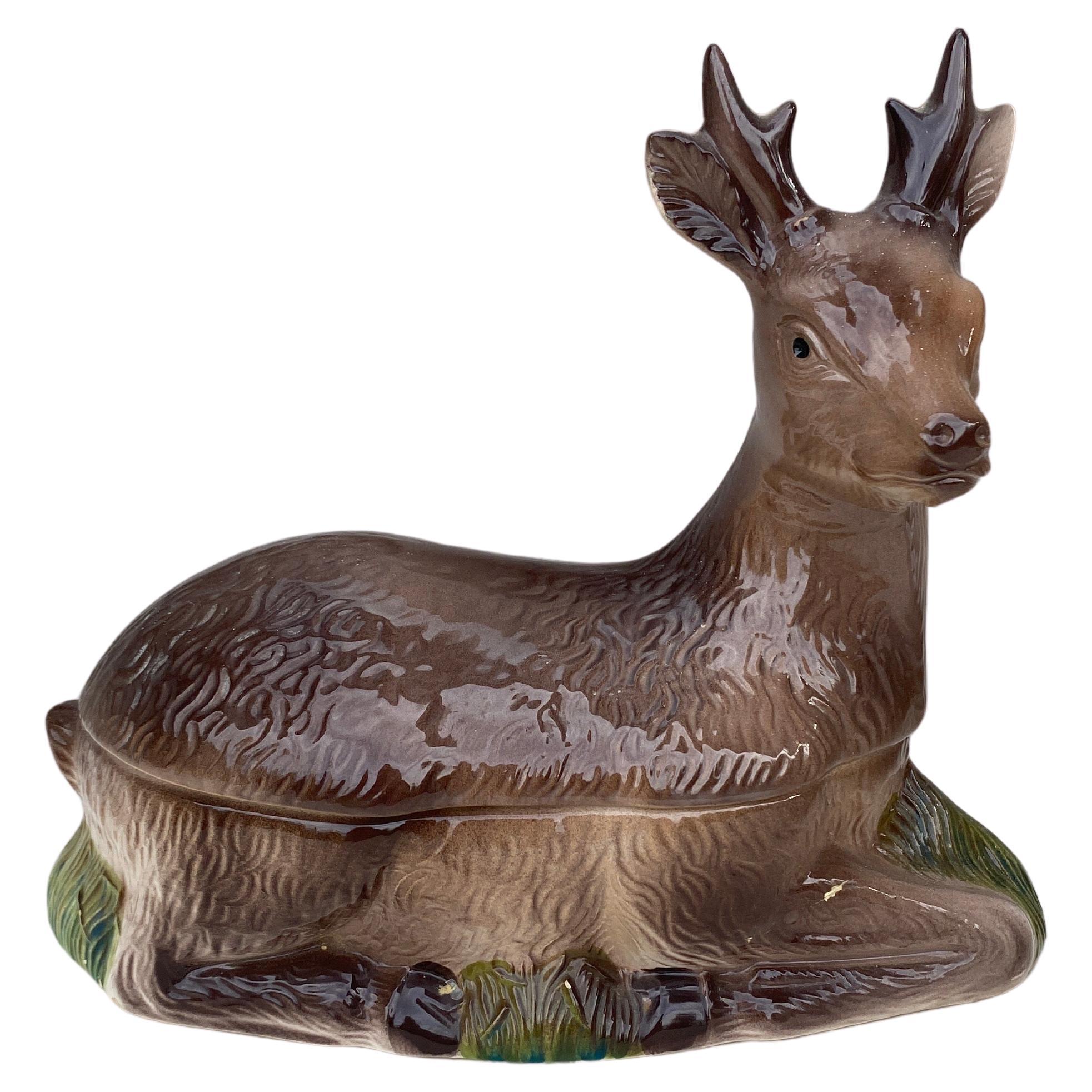 Majolica Brown Deer Tureen Caugant, circa 1950 For Sale