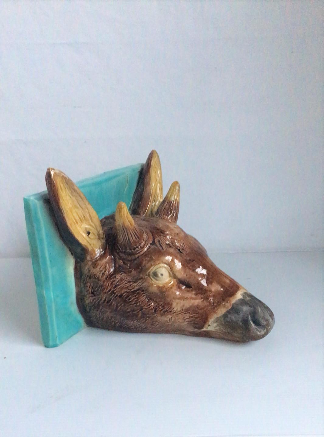 Ceramic Majolica Brown Deer Tureen Caugant