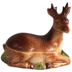 Retro Majolica Brown Deer Tureen Caugant