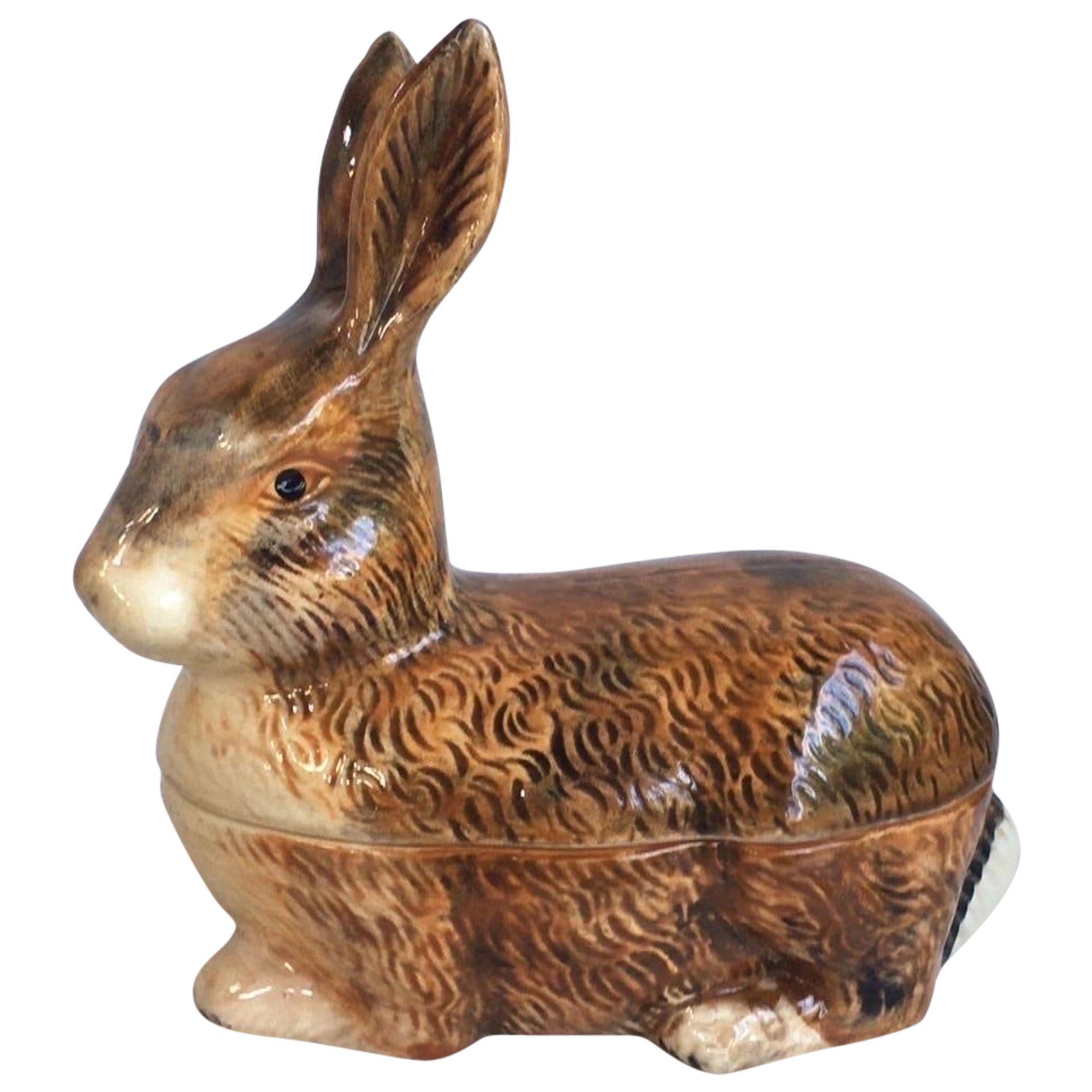 Majolica Brown Rabbit Tureen Caugant 3