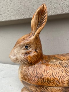 Majolica Brown Rabbit Tureen Caugant
