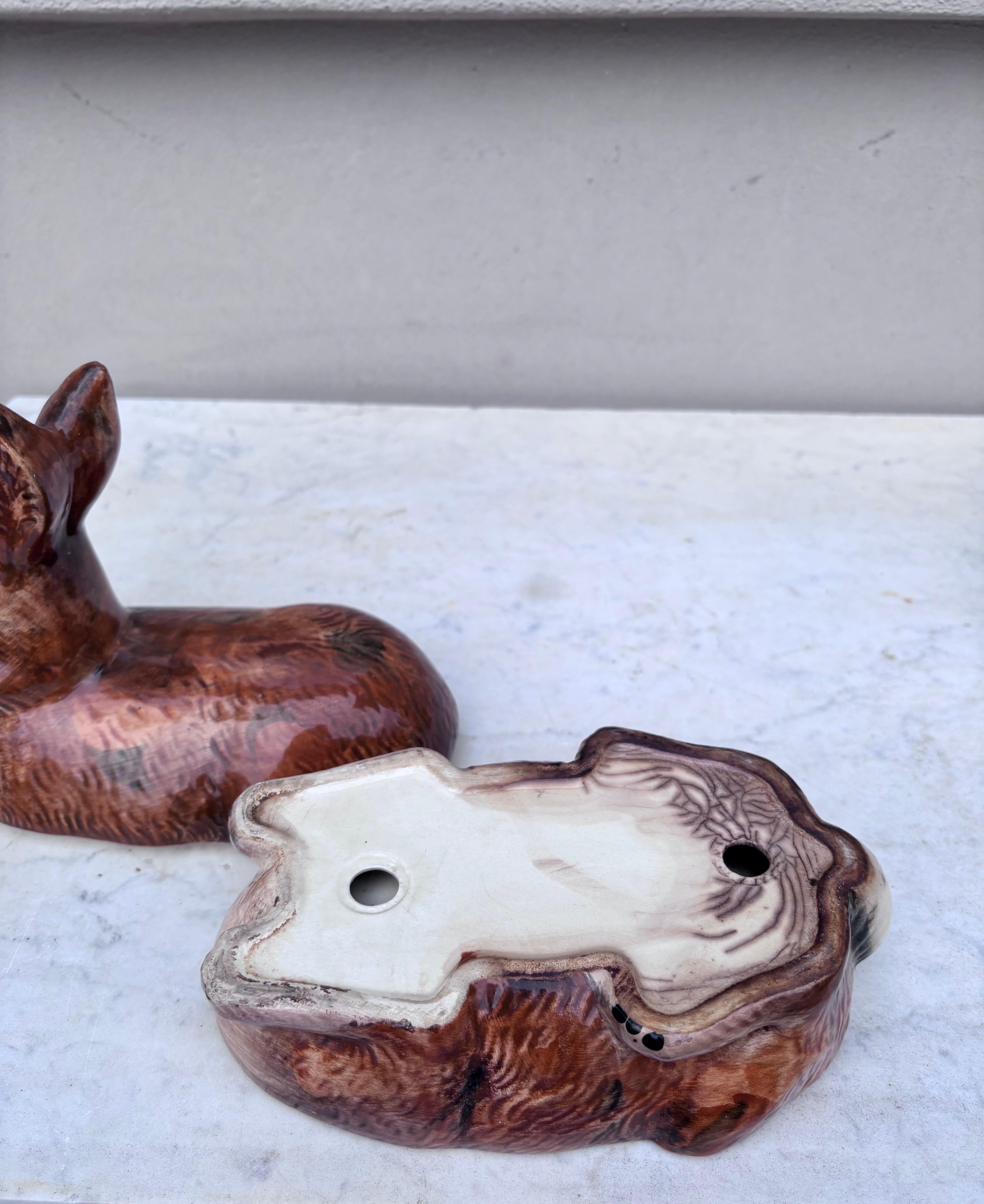 Majolica Brown Rabbit Tureen Caugant For Sale 1