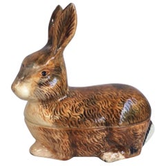 Majolica Brown Rabbit Tureen Caugant