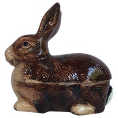 Majolica Brown Rabbit Tureen Caugant