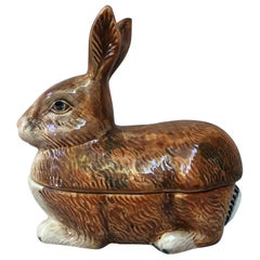 Majolica Brown Rabbit Tureen Caugant