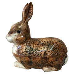 Majolica Brown Rabbit Tureen Caugant