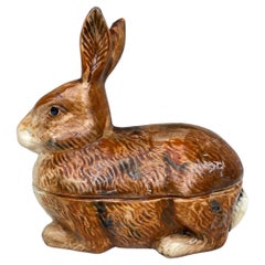 Majolica Brown Rabbit Tureen Caugant