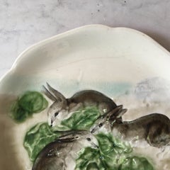 Majolica Bunnies Family Plate Choisy le Roi, circa 1880