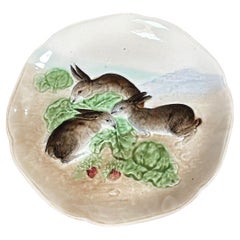Majolica Bunnies Family Plate Choisy le Roi, circa 1900