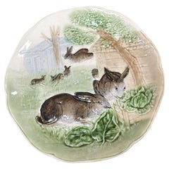 Majolica Bunnies Family Plate Choisy le Roi, circa 1900