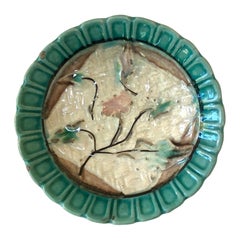 Majolica Butter Pat with Morning Glory, circa 1890