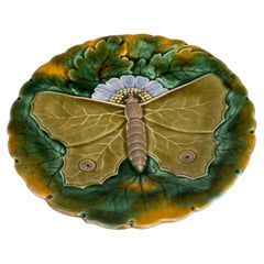 Majolica Butterfly Plate Josef Steidl Znaim, circa 1890