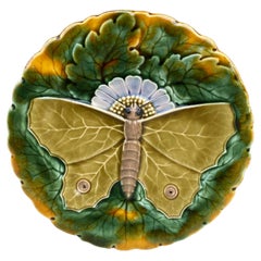 Majolica Butterfly Plate Josef Steidl Znaim, circa 1890
