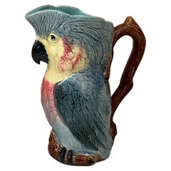 Majolica Cacatoes Pitcher Orchies, circa 1890