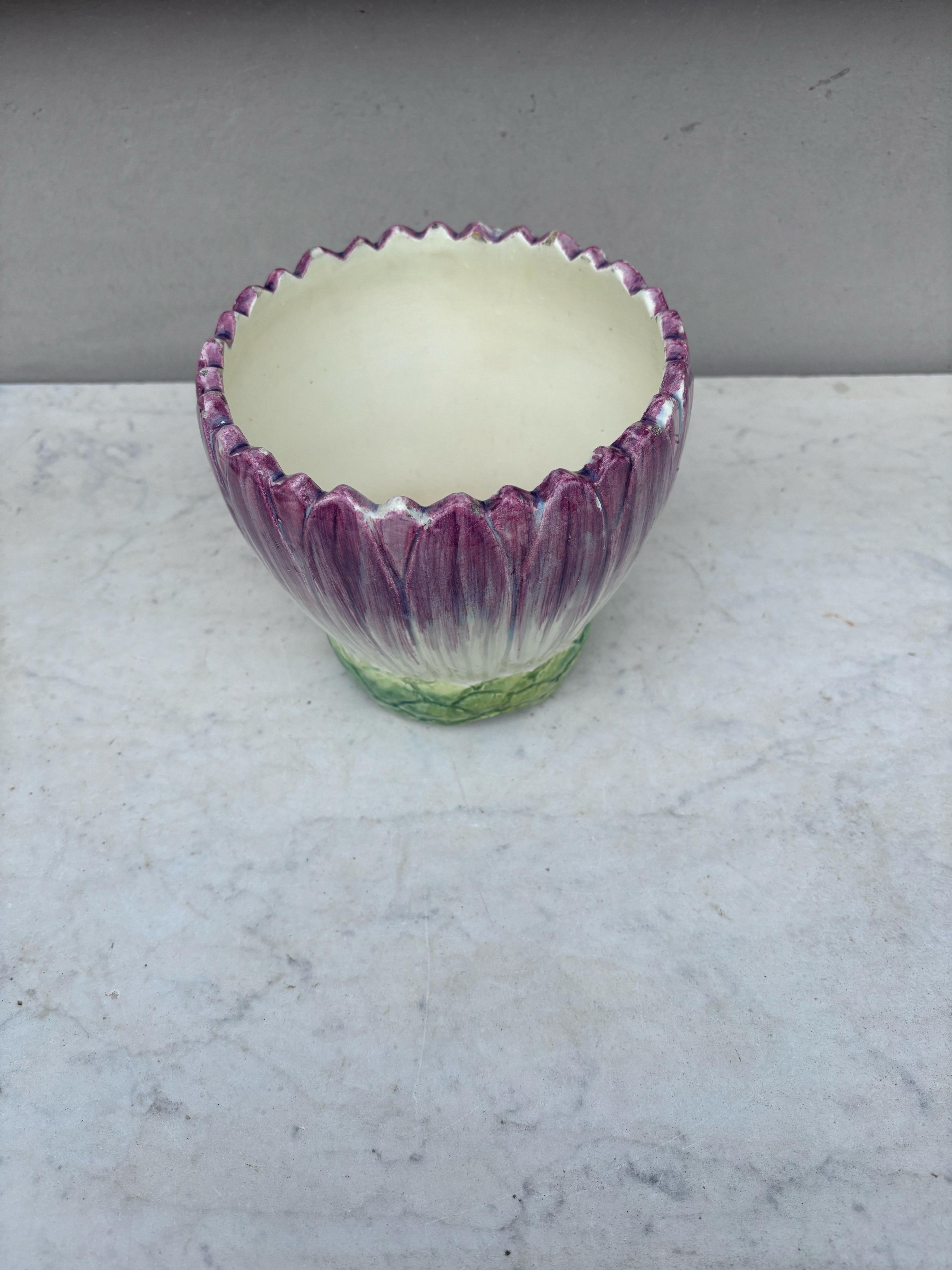 French Majolica Cache Pot Delphin Massier Circa 1890 For Sale
