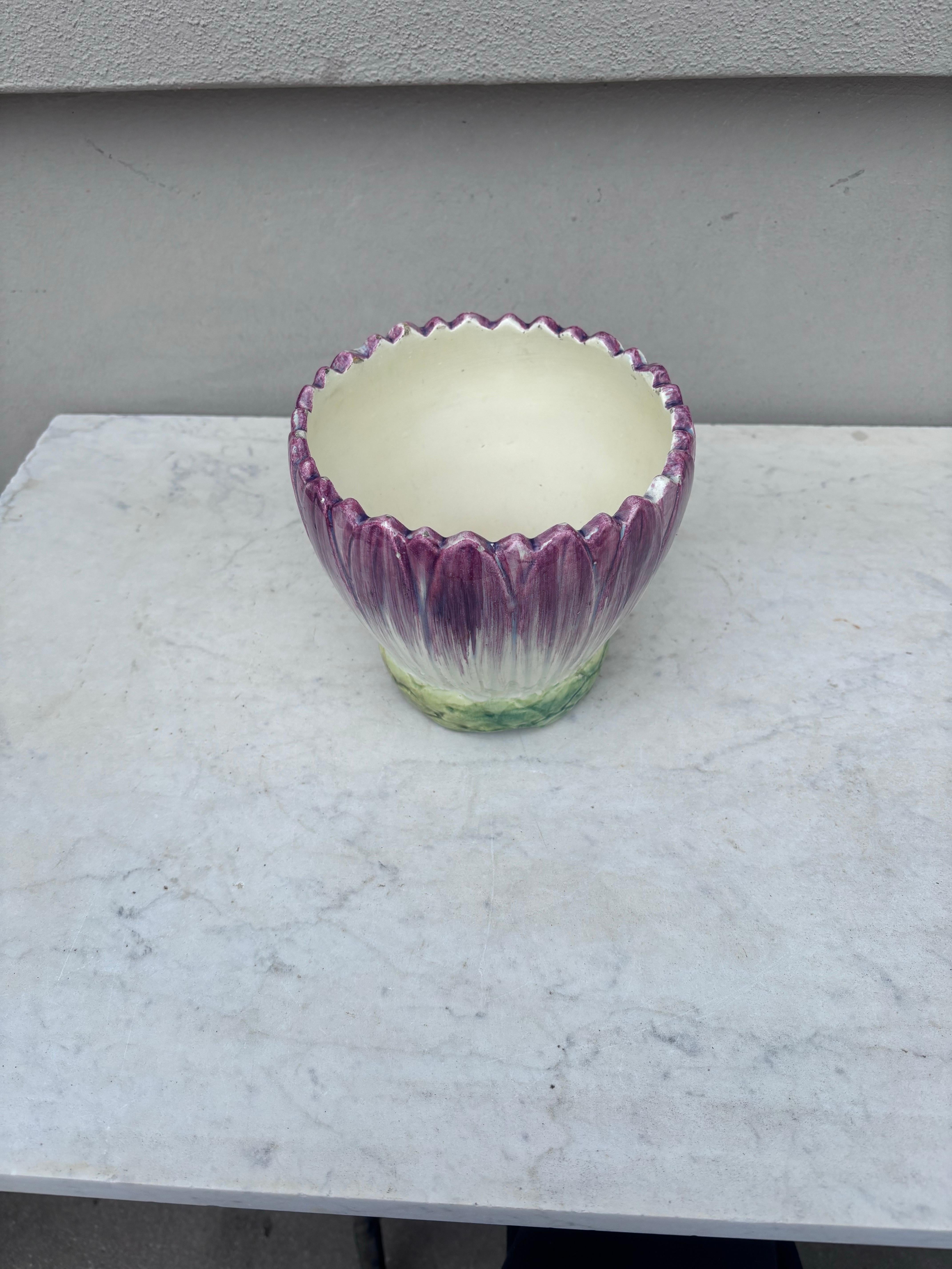 Majolica Cache Pot Delphin Massier Circa 1890 In Good Condition For Sale In Austin, TX