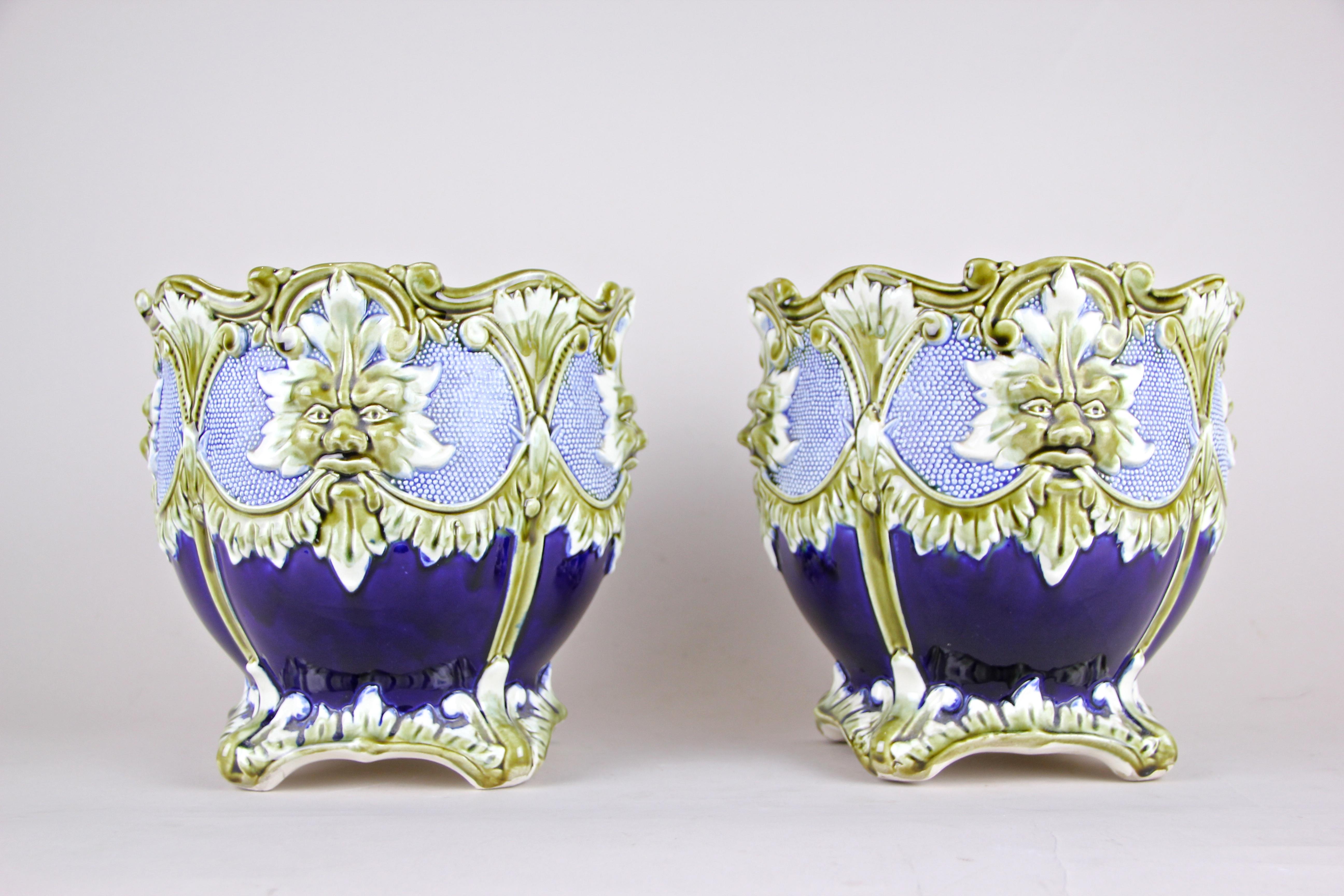Majolica Cachepot Set of Three by B. De Bruyne Art Nouveau, France, circa 1900 In Good Condition In Lichtenberg, AT