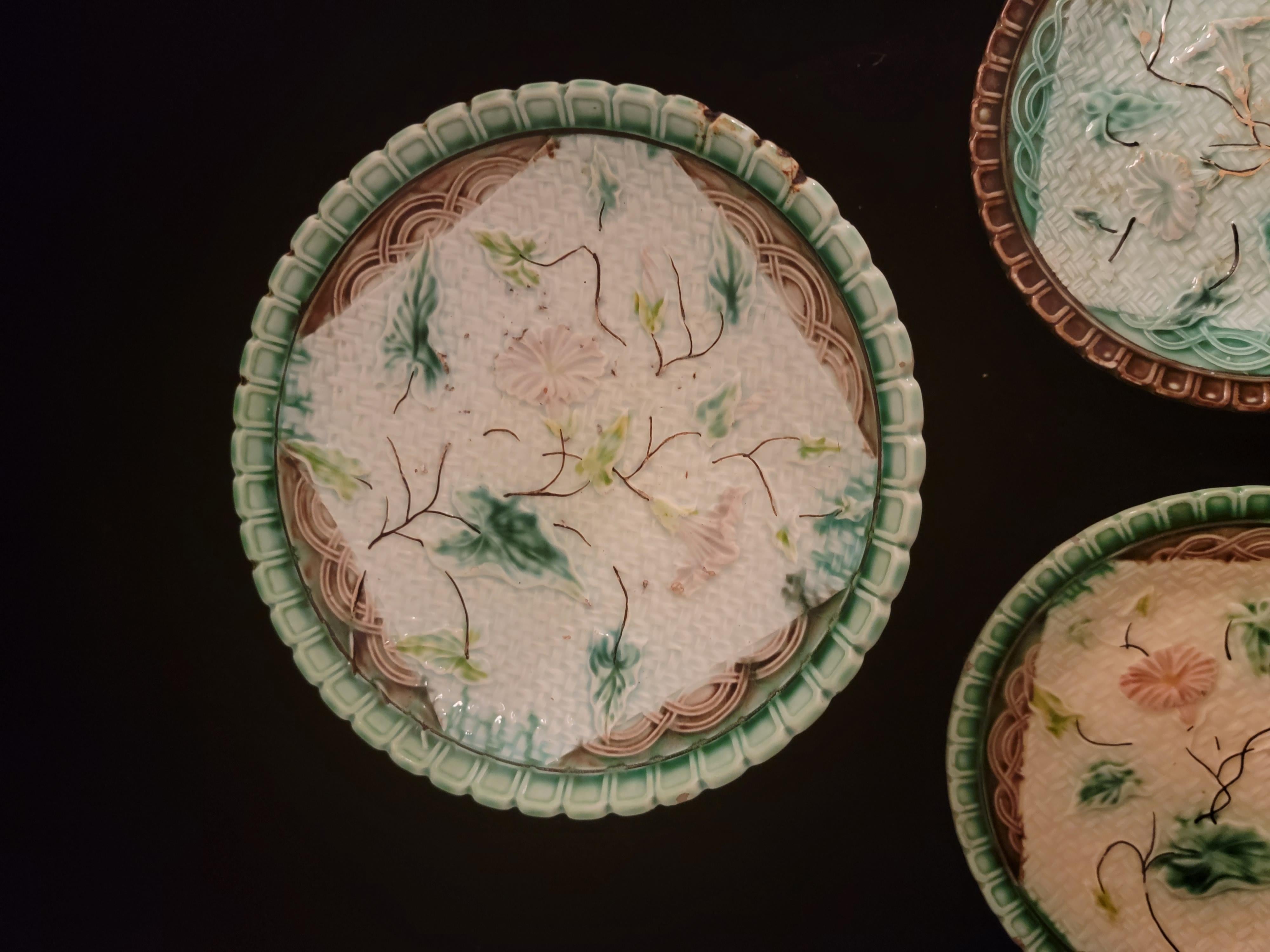 Glazed Majolica Cake Stand Set by Schramberg-Rare For Sale