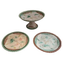 Antique Majolica Cake Stand Set by Schramberg-Rare