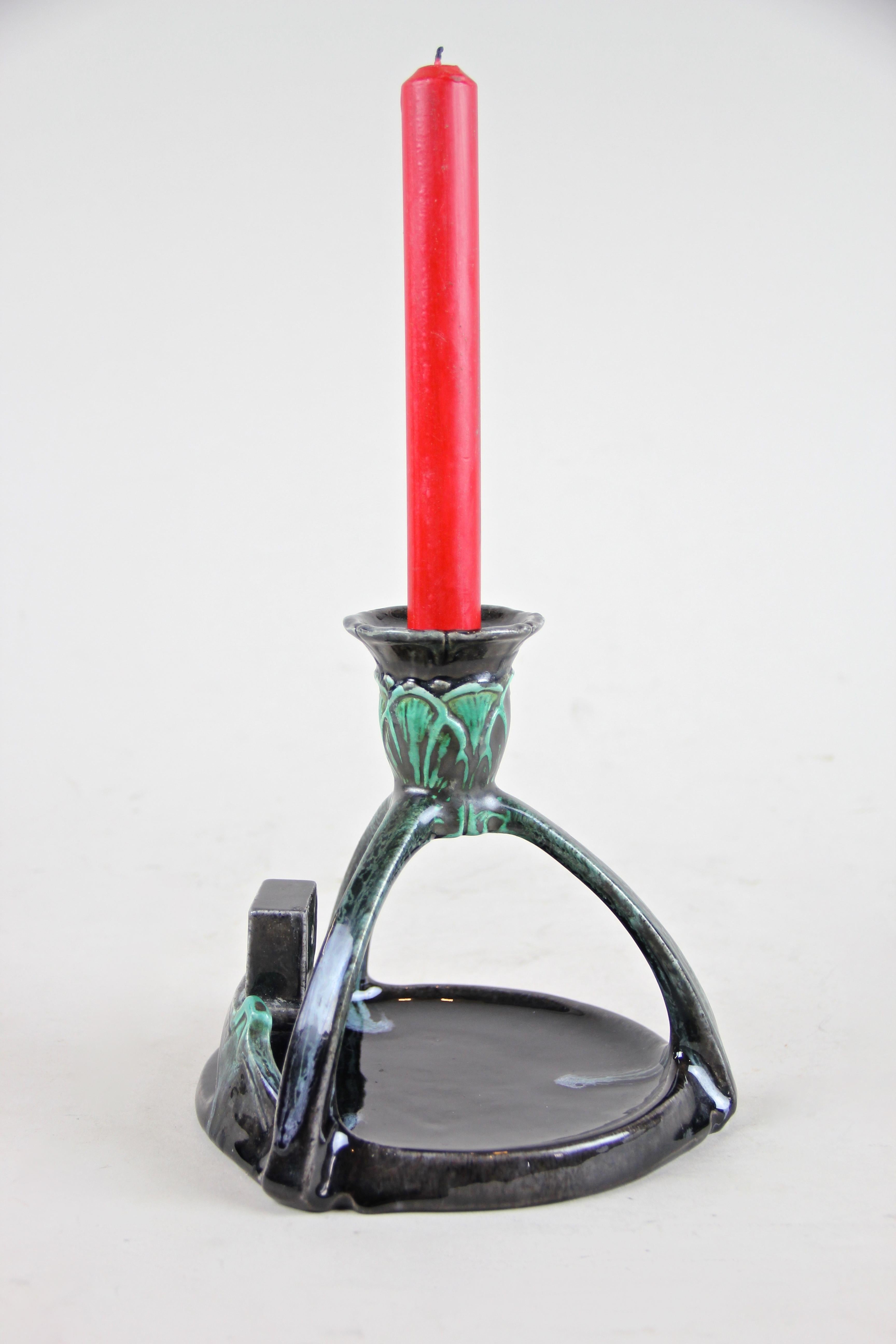 Majolica Candleholder by Wilhelm Schiller & Son Art Nouveau, Bohemia, circa 1900 5