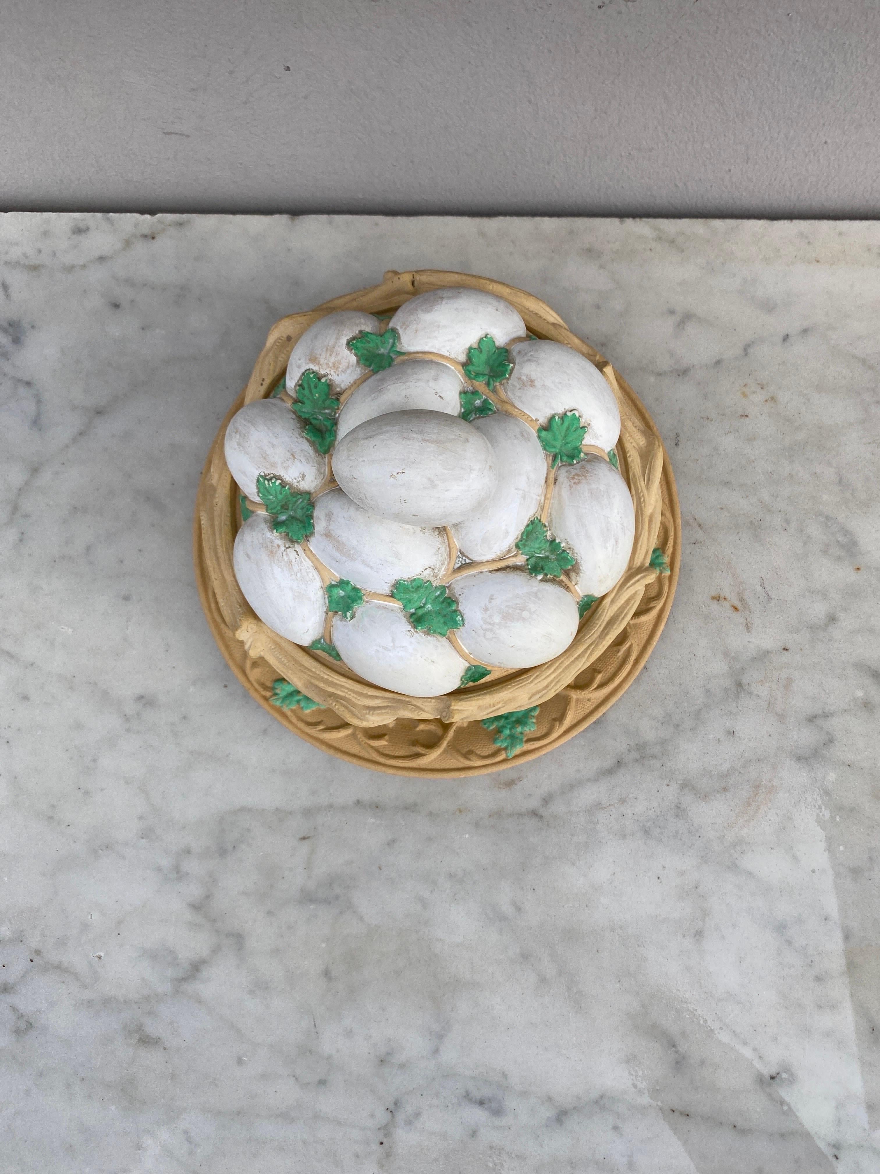 Majolica Caneware Egg Basket Tureen Wilhelm Schiller and Sons In Good Condition For Sale In Austin, TX