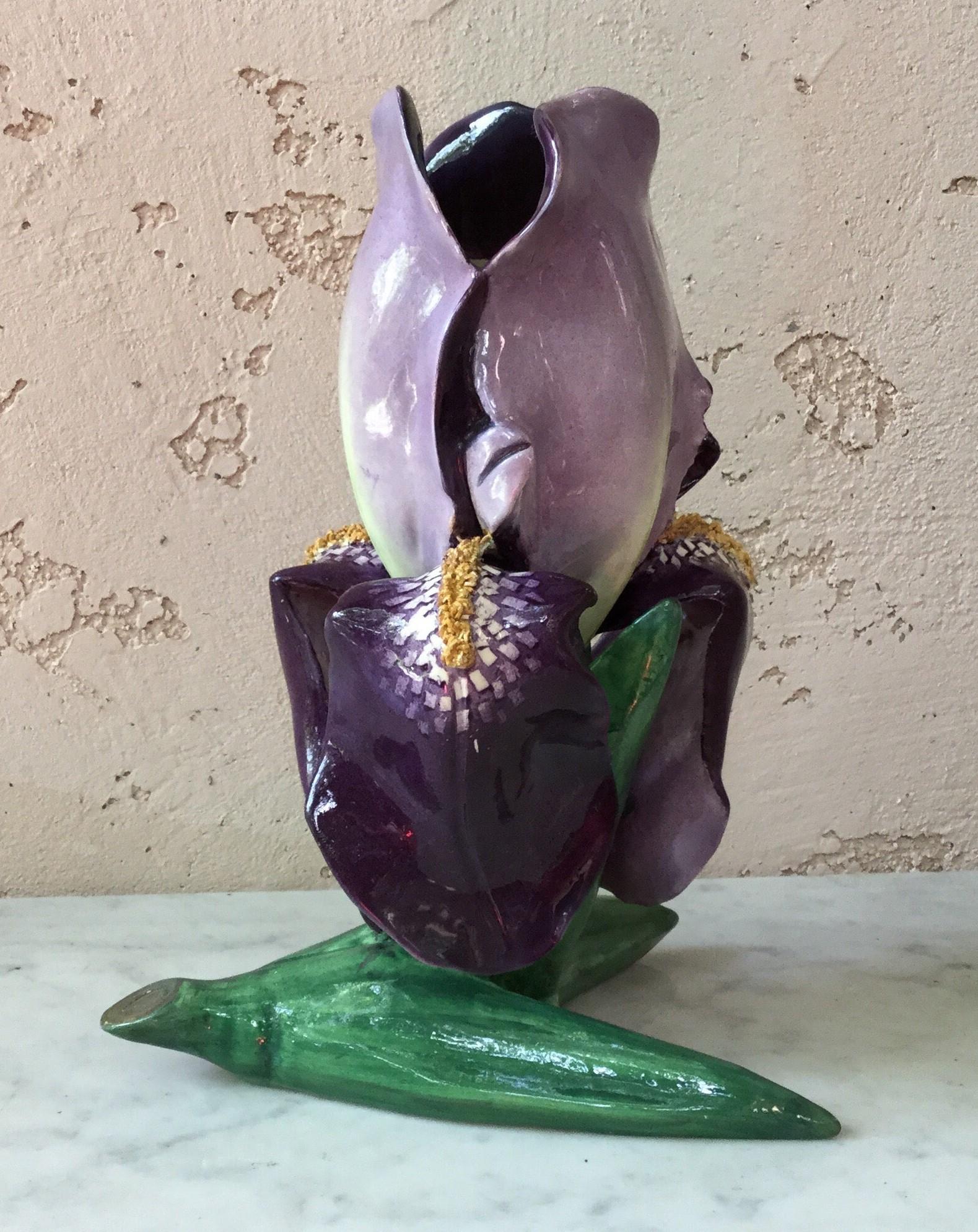Majolica Carnation Flower Vase Jerome Massier, circa 1900 For Sale 5