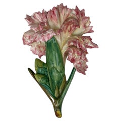 Majolica Carnation Wall Pocket Delphin Massier, circa 1880
