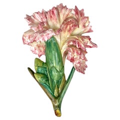 Majolica Carnation Wall Pocket Delphin Massier, circa 1880