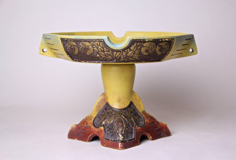 Hand-Painted Majolica Centerpiece by Wilhelm Schiller, Bohemia, circa 1895 For Sale