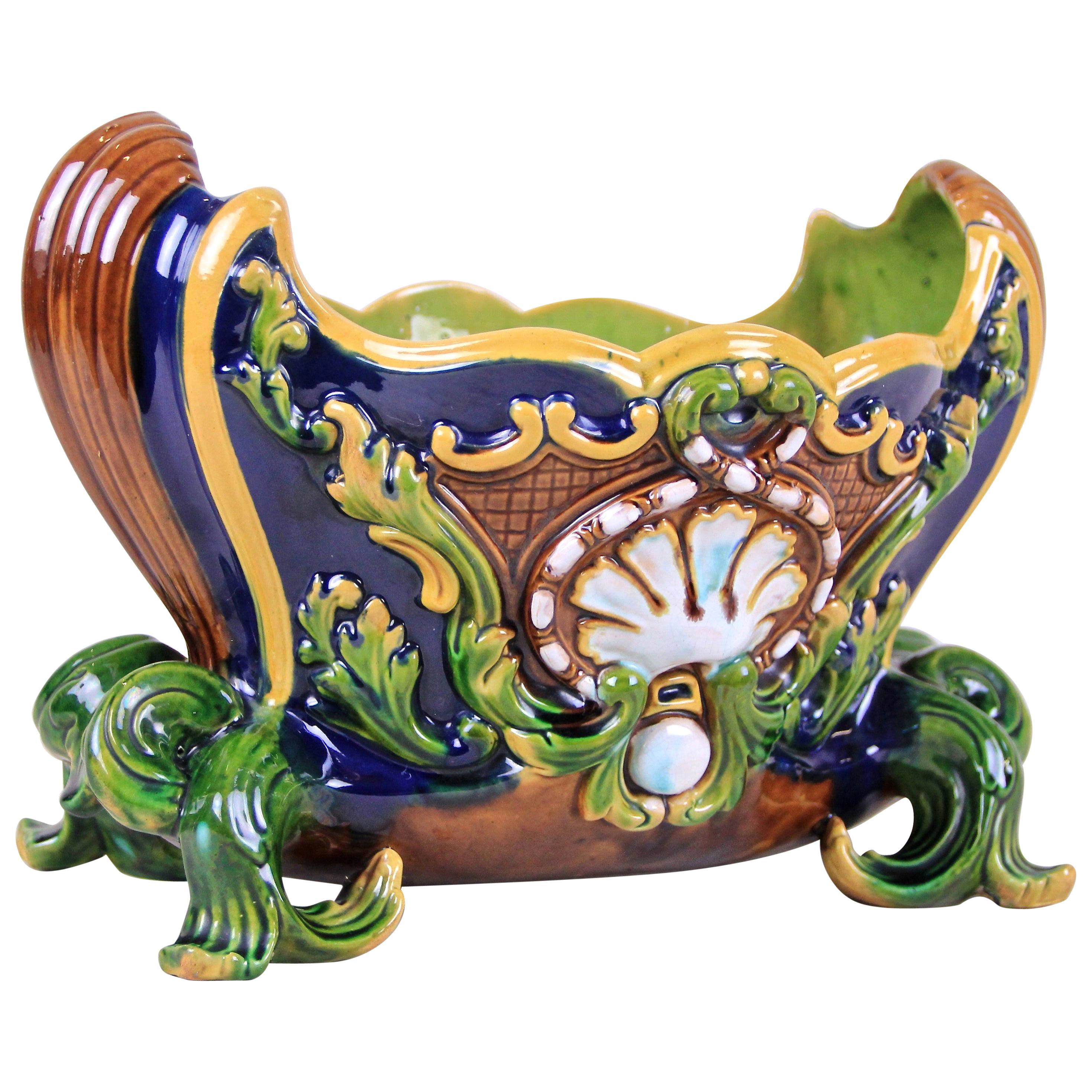 Majolica Centerpiece/ Jardinière by W. Schiller & Son, Bohemia, circa 1890