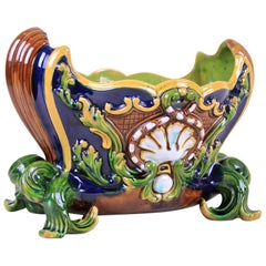 Majolica Centerpiece/ Jardinière by W. Schiller & Son, Bohemia, circa 1890