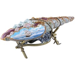 Antique Majolica Centerpiece "The Shell" by Wilhelm Schiller & Son, Bohemia, circa 1890