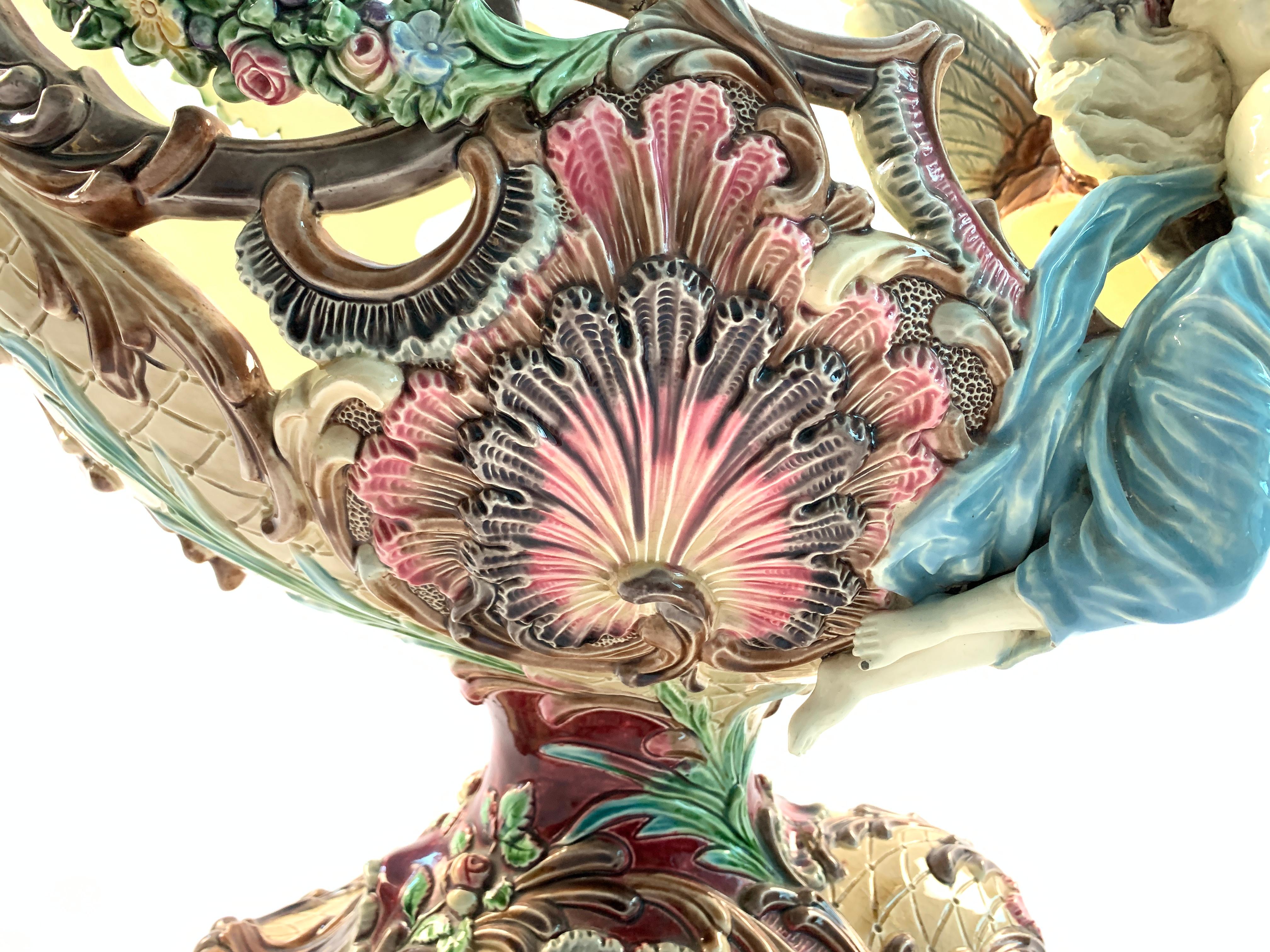 Majolica Centrepiece in Form of Nautilus Shell, 19th Century, Italy 2