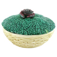 Majolica Ceramic Cabbage with Crab Tureen Centerpiece, Italy 1950