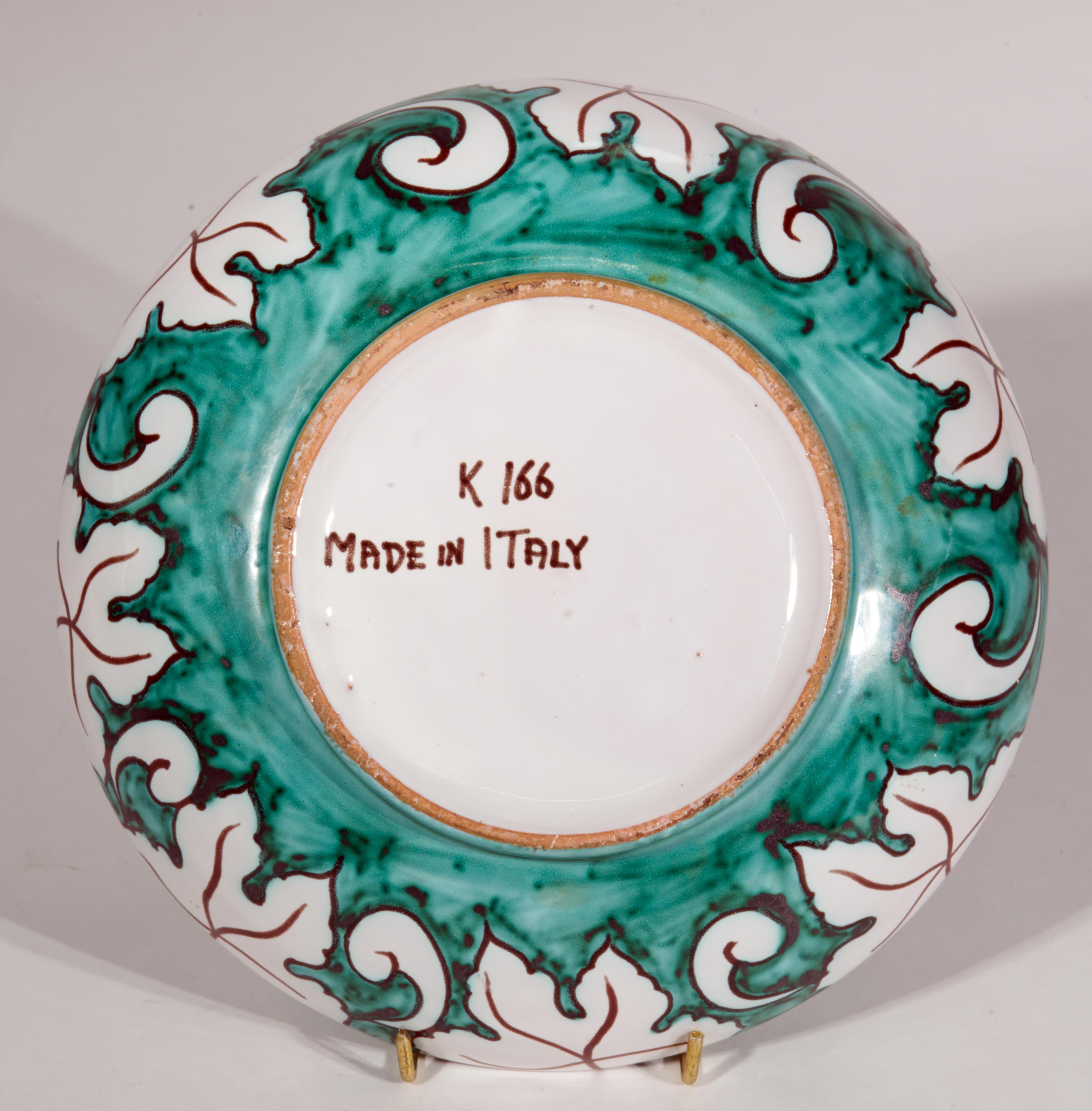 Majolica Ceramic Dresser Box with Lid, Teal Blue White, Italy 1950s In Good Condition For Sale In Clifton Springs, NY