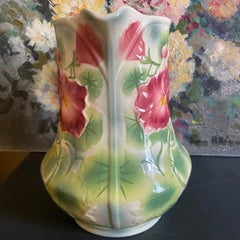 Saint Clément Blumenkrug aus Majolika-Keramik, glasiert, um 1960